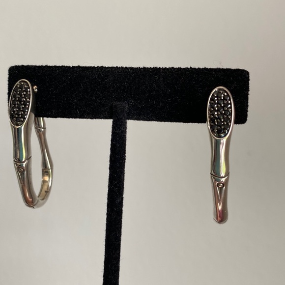 John Hardy Authentic Sterling Silver and Black Sapphire Earrings - Picture 3 of 12